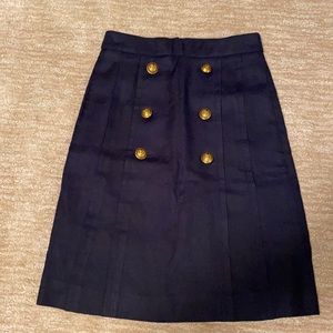 J crew navy skirt with gold buttons